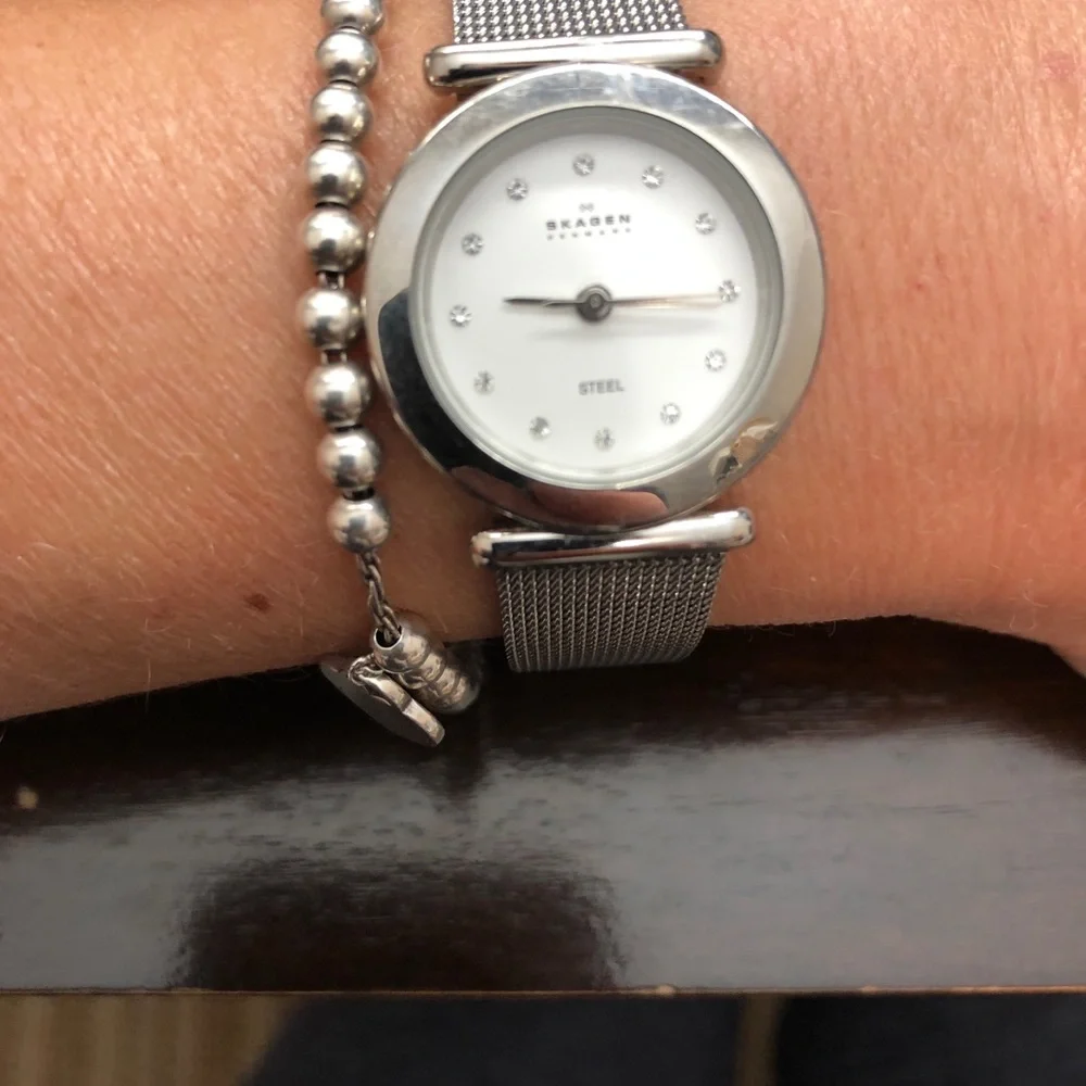 Skagen Denmark silver diamond stainless watch